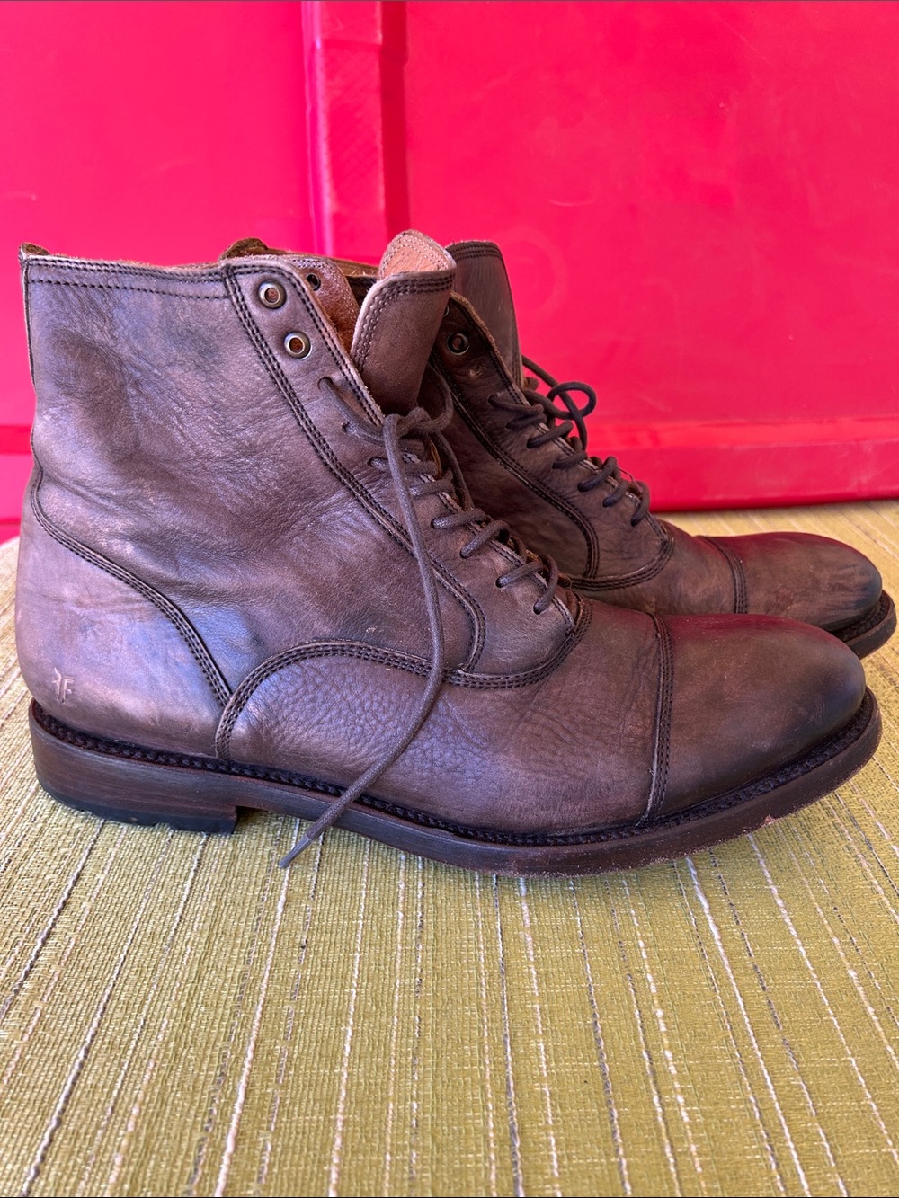 Frye Taupe/Brown Leather Chukka Lace-Up Boots